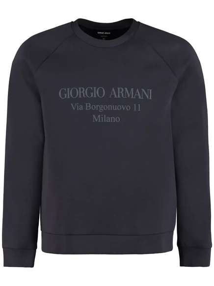 Толстовка из хлопчатобумажной ткани с логотипом Giorgio Armani blue
