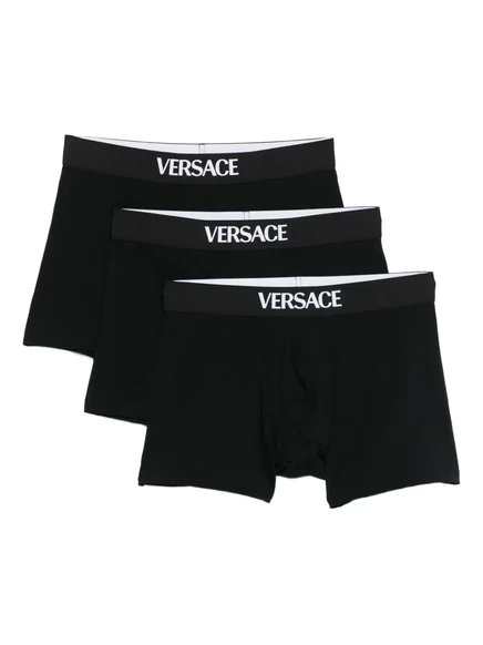 Мужские боксеры Versace с логотипом на поясе, 3 шт., черные