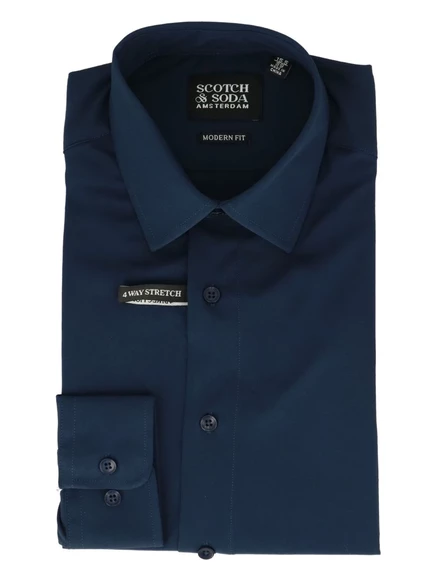 Рубашка Scotch & Soda из эластичной ткани в четыре стороны blue