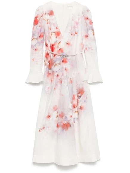 Миди-платье ZIMMERMANN Crush white