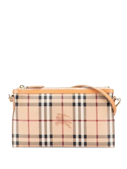 Бывшая в употреблении холщовая сумка Burberry Peyton crossbody в клетку Haymarket 2000-2017 brown
