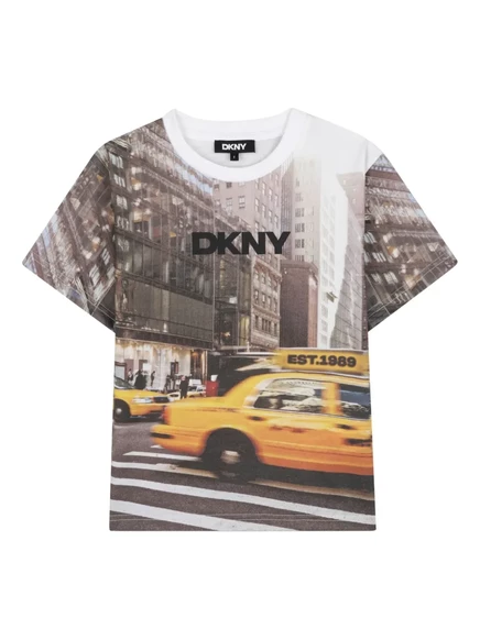 Футболка для мальчиков DKNY Kids с городским принтом, белая
