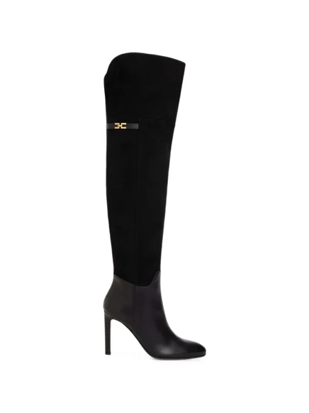 Женские замшевые сапоги Elisabetta Franchi, черные