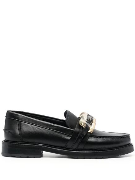 Кожаные мокасины с эмблемой Moschino black