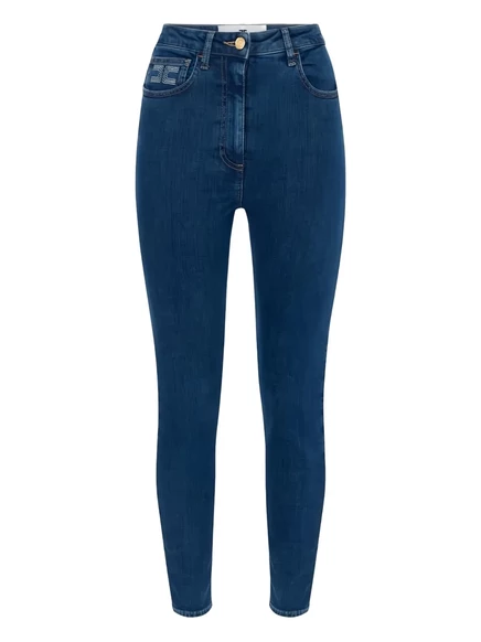 Джинсы на пуговицах с логотипом Elisabetta Franchi blue