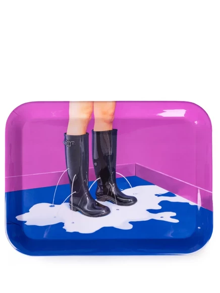 Поднос Seletti Milky Boots деревянный 32×43,5 см, синий