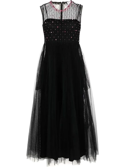 Женское тюлевое платье Red Valentino point d'esprit со стразами, черное