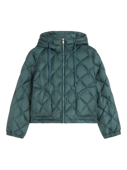 Женская стеганая куртка Weekend Max Mara с капюшоном, зеленая