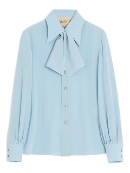 Рубашка из крепдешина с шарфом Valentino Garavani blue
