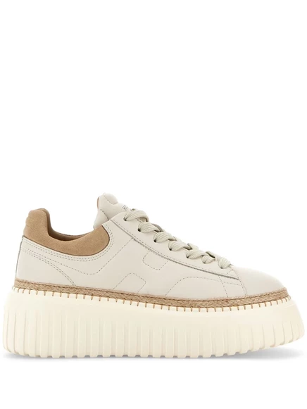 Кожаные кроссовки Hogan H-Stripes neutrals