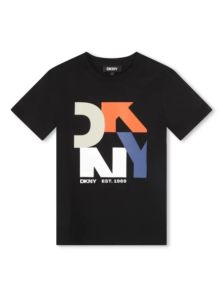 Хлопковая футболка с логотипом Dkny Kids black