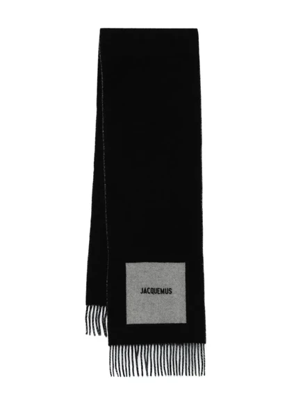 Шарф Jacquemus L'Echarpe Rond Carre из шерсти, черный