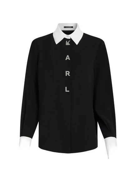Женская рубашка Karl Lagerfeld с контрастным воротником, черная