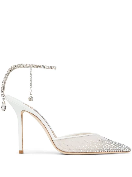 Женские туфли Jimmy Choo Saeda, с кристаллами, белые, 10 см