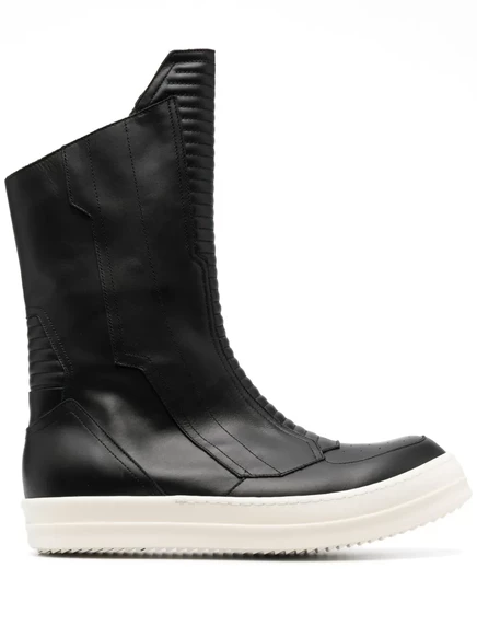Кожаные ботинки Rick Owens с круглым носком black