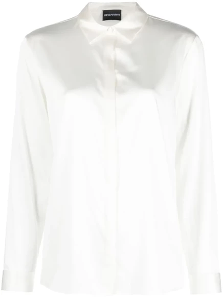 Атласная шелковая рубашка от Emporio Armani  white