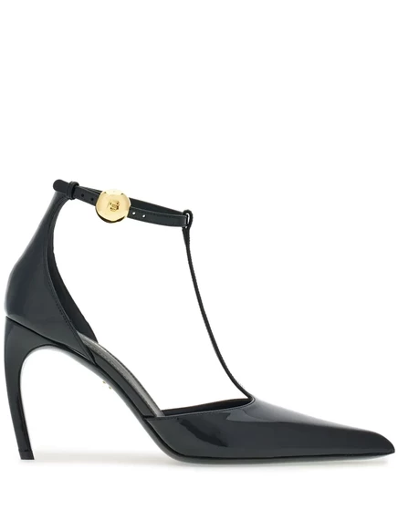 Туфли-лодочки из лакированной кожи с Т-образным ремешком Ferragamo длиной 85 мм black