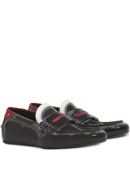 Кожаные мокасины Marni с пенни-ремешком black
