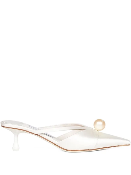 Женские мюли Jimmy Choo 50 мм с жемчужной отделкой, бежевые