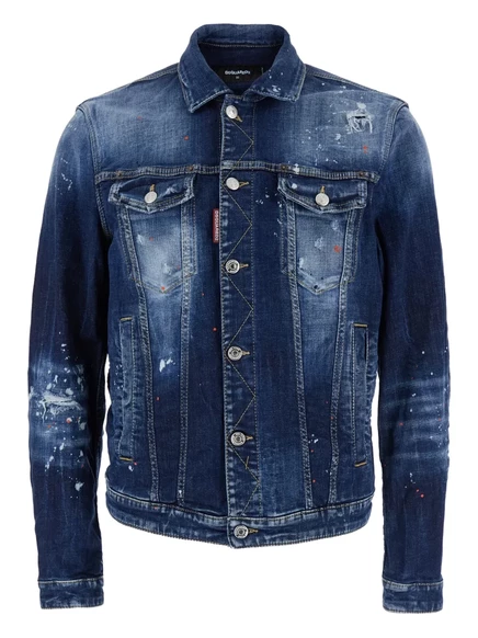 Джинсовая куртка с классическим воротником, раскрашенная DSQUARED2 Dan blue