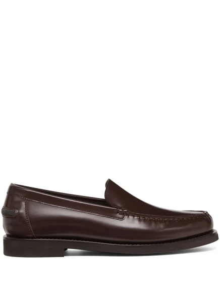 Женские лоферы Brunello Cucinelli кожаные, коричневые