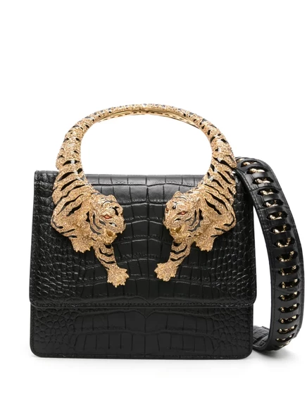 Большая кожаная сумка Roberto Cavalli Roar black