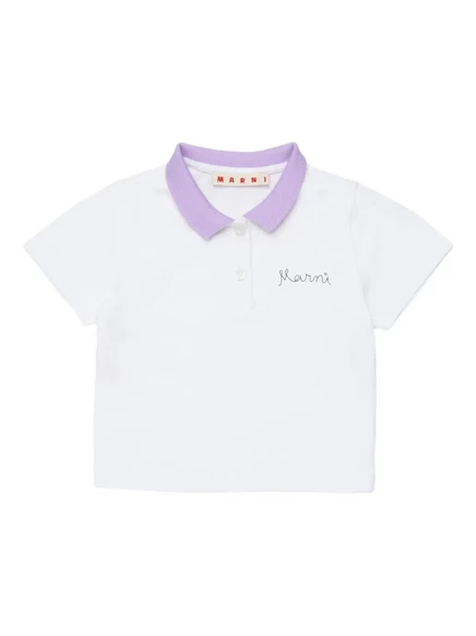 Рубашка поло с вышитым воротником Marni Kids