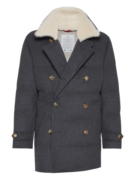 Двубортное пальто Brunello Cucinelli grey