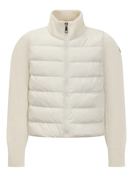 Стеганая куртка Moncler Enfant с логотипом и аппликацией  neutrals