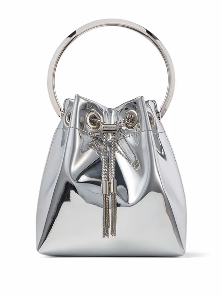 Сумка-ведро Jimmy Choo Bon Bon с металлическим эффектом silver