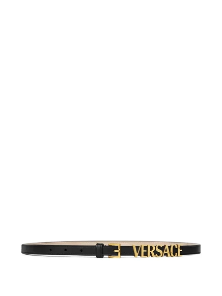 Женский кожаный ремень Versace с логотипом, черный