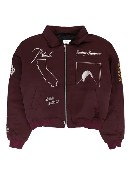 Мужской бомбер RHUDE с вышивкой, коричневый