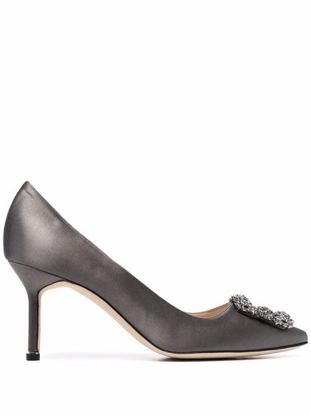 Туфли-лодочки Manolo Blahnik 70 мм Hangisi, украшенные драгоценными камнями grey