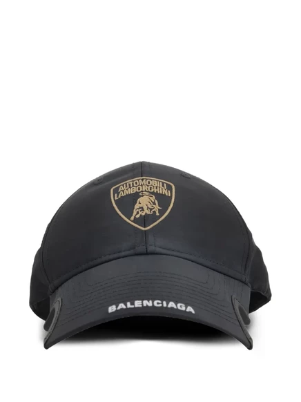 Мужская бейсболка Balenciaga x Lamborghini с вышивкой, черная