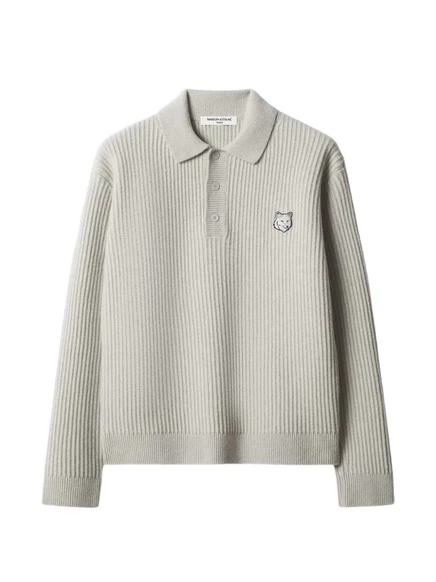Мужское поло Maison Kitsuné с нашивкой-лисой, серое