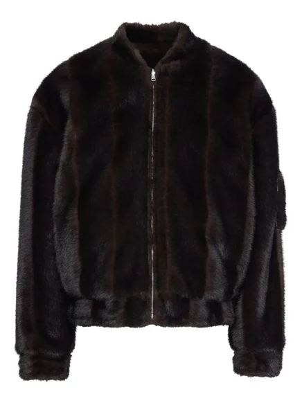 Куртка-бомбер MM6 Maison Margiela из искусственного меха на молнии спереди brown