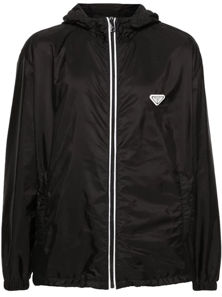 Куртка с капюшоном из нейлона Prada Re-Nylon black