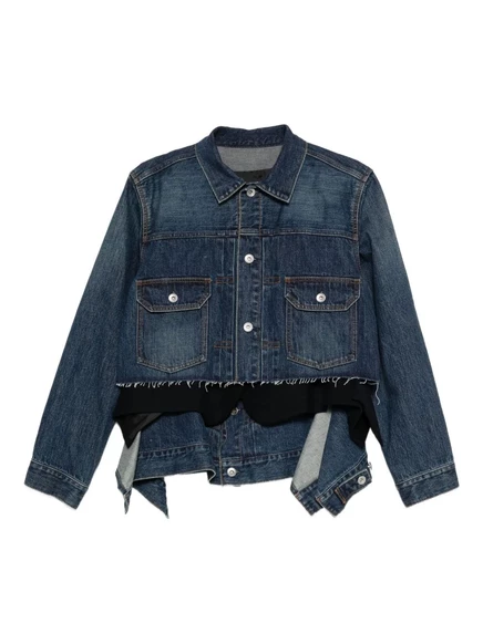 Женская джинсовая куртка Sacai с рваным краем, синяя