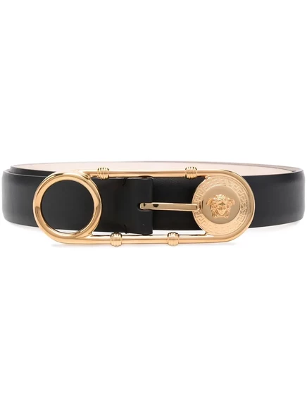 Женский кожаный ремень Versace Safety Pin, черный