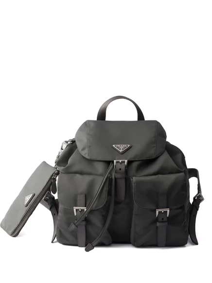 Женский рюкзак Prada с сафьяновой отделкой, серый
