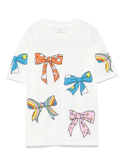 Детская хлопковая футболка с бантом от Stella McCartney white