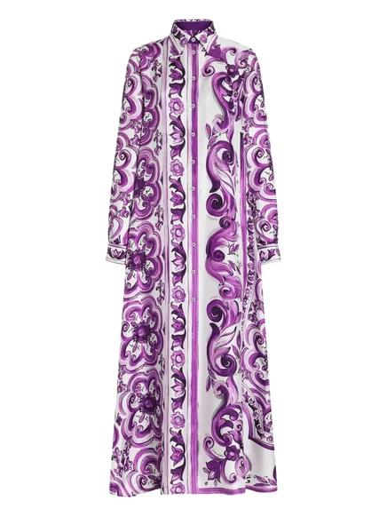 Платье-рубашка с принтом Dolce & Gabbana Maiolica purple