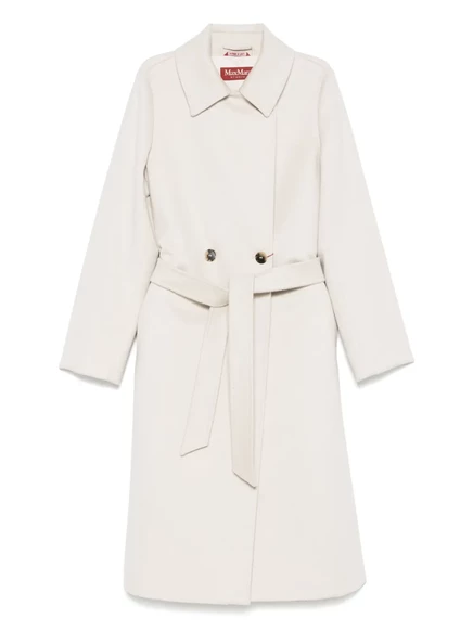 Женское двубортное пальто Max Mara из шерсти, белое