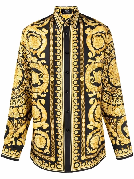 Шелковая рубашка Versace Barocco black