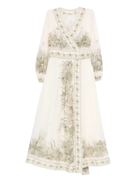 Женское миди-платье Zimmermann Wanderlust с запахом, нейтральное