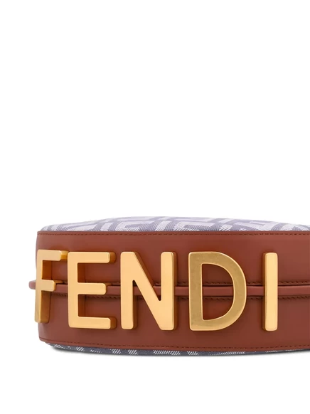Женская сумка-полумесяц Fendi с монограммой FF, синяя