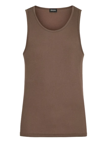 Майка из хлопковой смеси в рубчик от Zegna brown