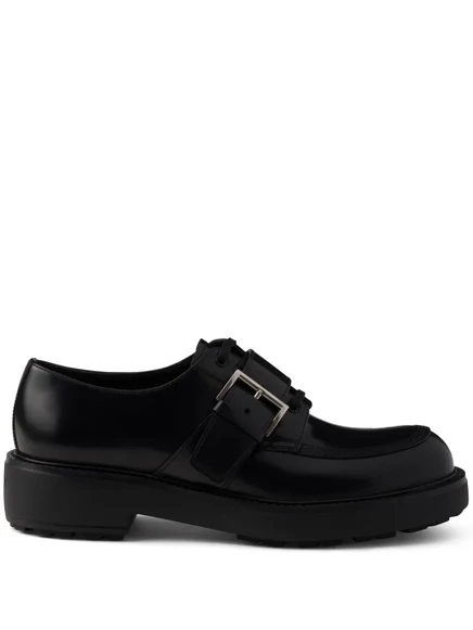 Туфли-дерби из матовой кожи с пряжками от Prada black
