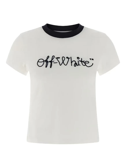 Женская футболка Off-White с вышитым логотипом, белая