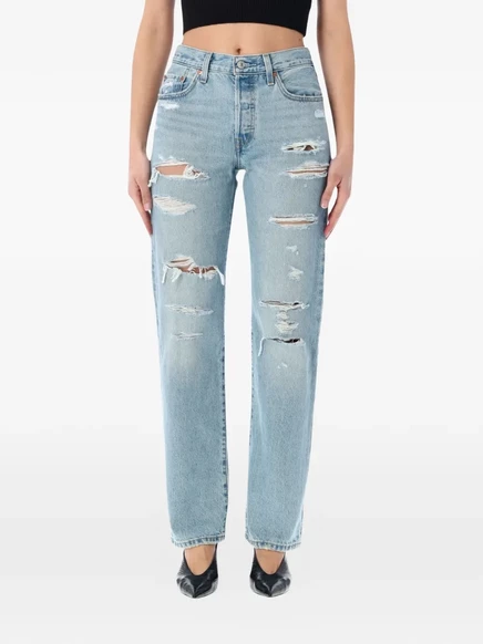 Женские джинсы Levi's 501 90-х с потертостями, голубые